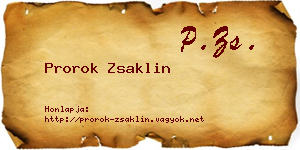 Prorok Zsaklin névjegykártya